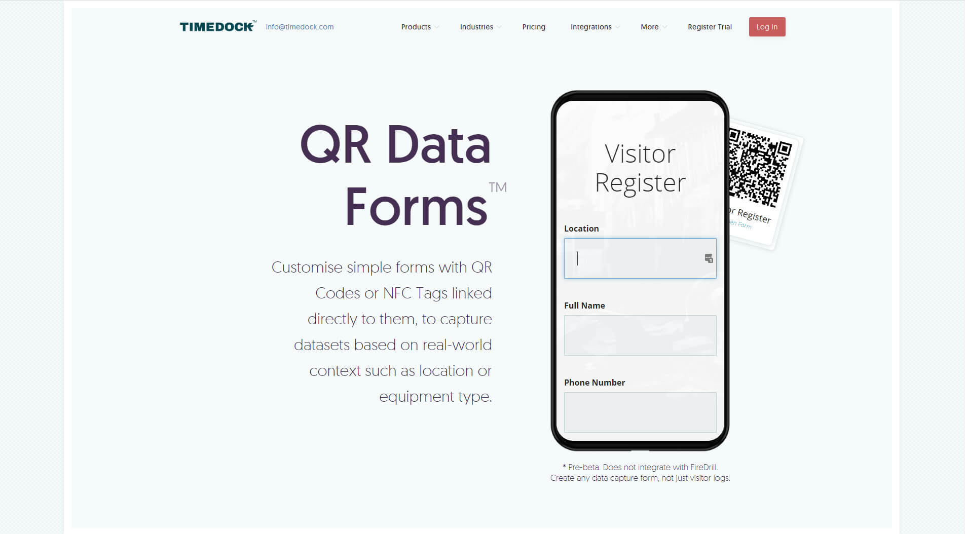 TimeDock DataForms Custom QR Code Forms For Data Capture