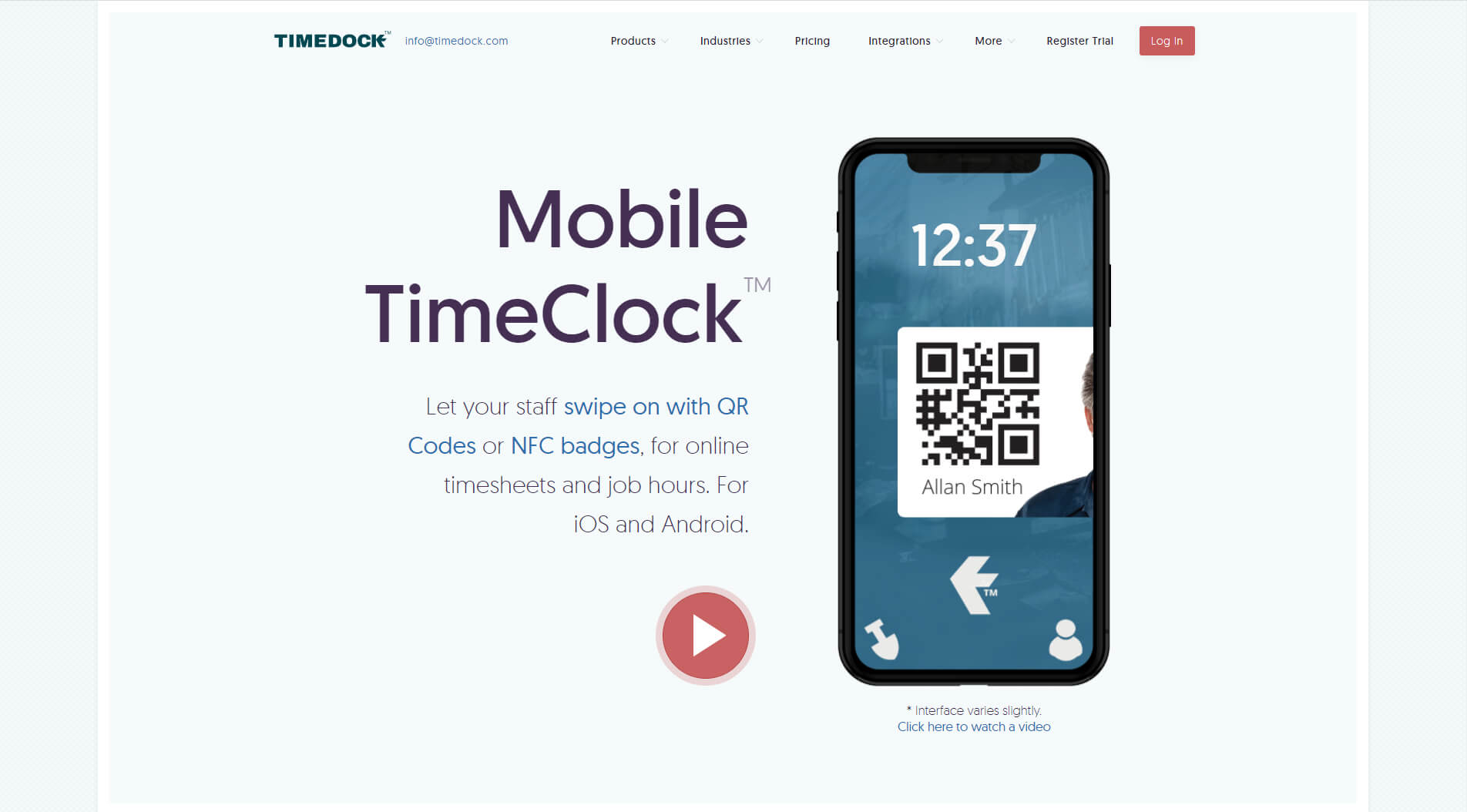 Timedock Mobile Time Clock Solution Using Qr Codes Nfc Badges