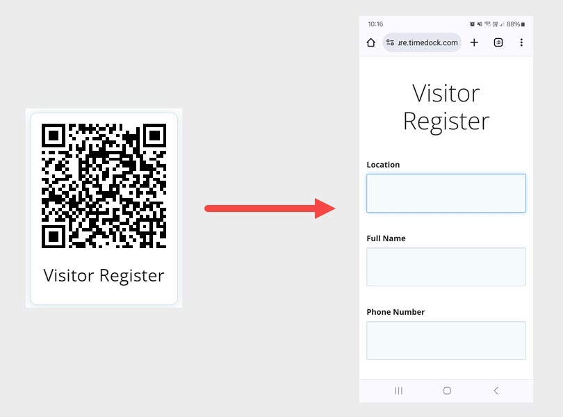 Open TimeDock form with QR code