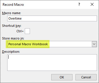 Excel new macro