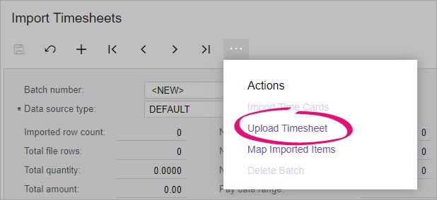 MYOB Acumatica upload timesheets