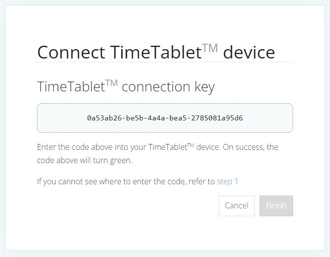 Generate TimeTablet connection key